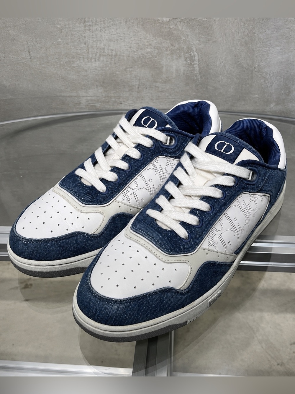 Dior Navy and White Men's Sneakers with CD Logo